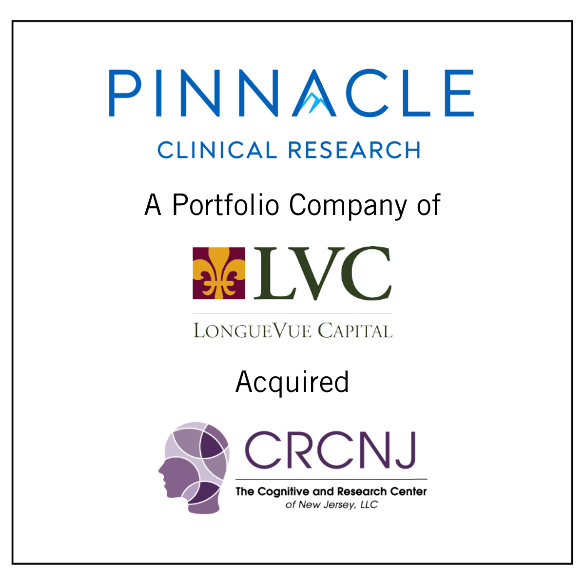 Pinnacle Clinical Research, a Portfolio Company of LongueVue Capital, Acquired The Cognitive and Research Center of New Jersey to Expand Clinical Trial Site Network to Expand its CNS Trial Execution Capabilities